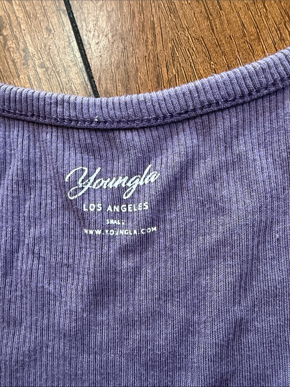 YoungLA Lavender Ribbed Crop Tank - Picture 2 of 3